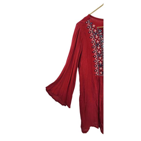 New NWT Itse Embroidered Long Sleeve Red Top Medium Boho - Picture 5 of 10
